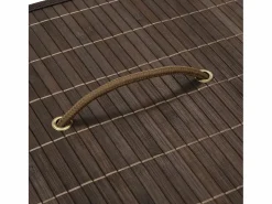 Cesta de lavandería rectangular de bambú marrón oscuro