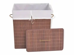 New Cesta de lavandería rectangular de bambú marrón Cesto De Ropa
