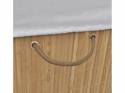New Cesta de lavandería rectangular de bambú natural Marru00f3n