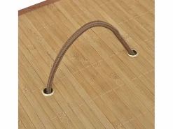 New Cesta de lavandería rectangular de bambú natural Marru00f3n