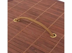 Cesta de lavandería redonda de bambú marrón
