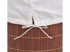 Cesta de lavandería redonda de bambú marrón