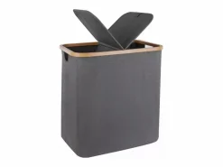 Hot DripeX Cesta de lino plegable 150L, en tela , con 2 cubiertas y 2 bolsas interiores desmontables, 57x37x70cm Gris
