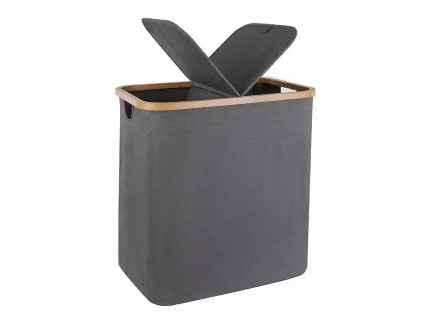Hot DripeX Cesta de lino plegable 150L, en tela , con 2 cubiertas y 2 bolsas interiores desmontables, 57x37x70cm Gris