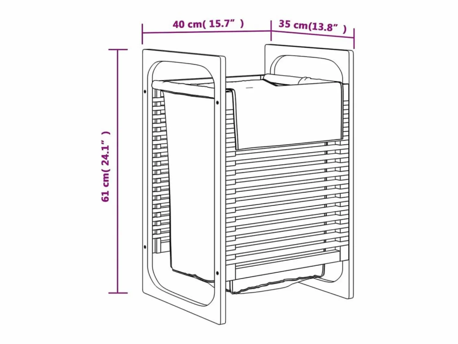 Cesta de ropa con bolsa 32x30x36,5 cm bambú