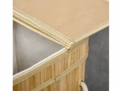 Best Cesta de ropa de bambú con tapa, 2 compartimentos, 90 l, con bolsa extraíble, color natural (54,2 x 35,2 x 59,5 cm) Marru00f3n