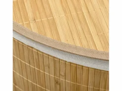 Clearance Cesta de ropa de bambú con tapa y bolsa extraíble, madera natural y blanco (38 x 38 x 57 cm) Marru00f3n