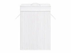 Clearance Cesta de ropa de una sola sección de bambú Blanco
