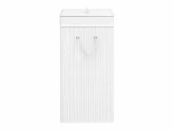 Clearance Cesta de ropa de una sola sección de bambú Blanco