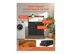 Discount Cesta de Ropa Sucia SucceBuy Clasificador de Ropa de 2 Niveles con Ruedas, Cesto para Ropa Sucia de 2 Compartimentos, Estructura Metálica, Tapa de Madera Negro