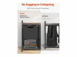 Best Cesta de Ropa Sucia SucceBuy Cesto para la Ropa Sucia de 2 Compartimentos, Organizador con Bolsas Extraíbles de Tela, Estructura Metálica y Tapa de Madera Cesto De Ropa