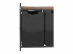 Best Cesta de Ropa Sucia SucceBuy Cesto para la Ropa Sucia de 2 Compartimentos, Organizador con Bolsas Extraíbles de Tela, Estructura Metálica y Tapa de Madera Cesto De Ropa