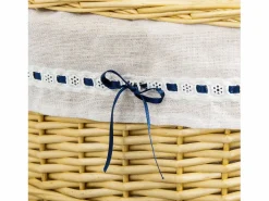 Cesta para la colada con tapa, mimbre natural, 100 l de capacidad, ideal para dormitorio y baño (51 x 38 x 57 cm)