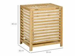 Cesta para la colada de 55 l con bolsa extraíble, bambú, natural (50 x 36 x 60 cm)