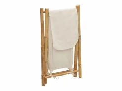 Hot Cesta para la ropa sucia de bambú color blanco crema 45x55x63,5 cm Marru00f3n