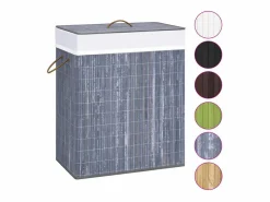 New Cesta para la ropa sucia con 2 compartimentos, bambú , 100 L Cesto De Ropa