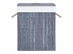 New Cesta para la ropa sucia con 2 compartimentos, bambú , 100 L Cesto De Ropa