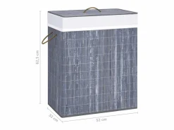 New Cesta para la ropa sucia con 2 compartimentos, bambú , 100 L Cesto De Ropa