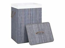 Outlet Cesta para la ropa sucia con 2 compartimentos, bambú , 72 L Gris