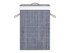 Outlet Cesta para la ropa sucia con 2 compartimentos, bambú , 72 L Gris