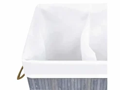Outlet Cesta para la ropa sucia con 2 compartimentos, bambú , 72 L Gris