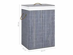 Outlet Cesta para la ropa sucia con 2 compartimentos, bambú , 72 L Gris