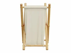 Clearance Cesta para la ropa sucia de bambú color blanco crema 41,5x36x63,5 cm Marru00f3n