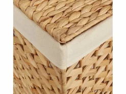 Sale Cesta para la ropa sucia con 3 secciones 75x42,5x52 cm jacinto de agua Marru00f3n