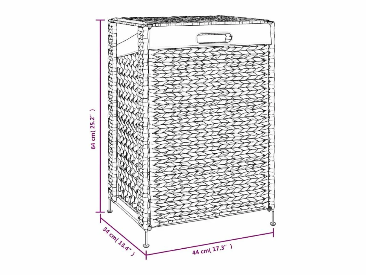 Sale Cesta para la ropa 44x34x64 cm jacinto de agua Marru00f3n