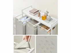 Hot Cesta para ropa blanca Valora de 3 compartimentos con tapa de MDF estilo loft Cesto De Ropa
