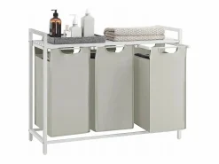 Hot Cesta para ropa blanca Valora de 3 compartimentos con tapa de MDF estilo loft Cesto De Ropa