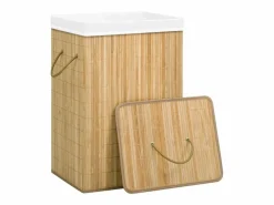 Best Cesta para ropa con 2 secciones de bambú 72 L Marru00f3n