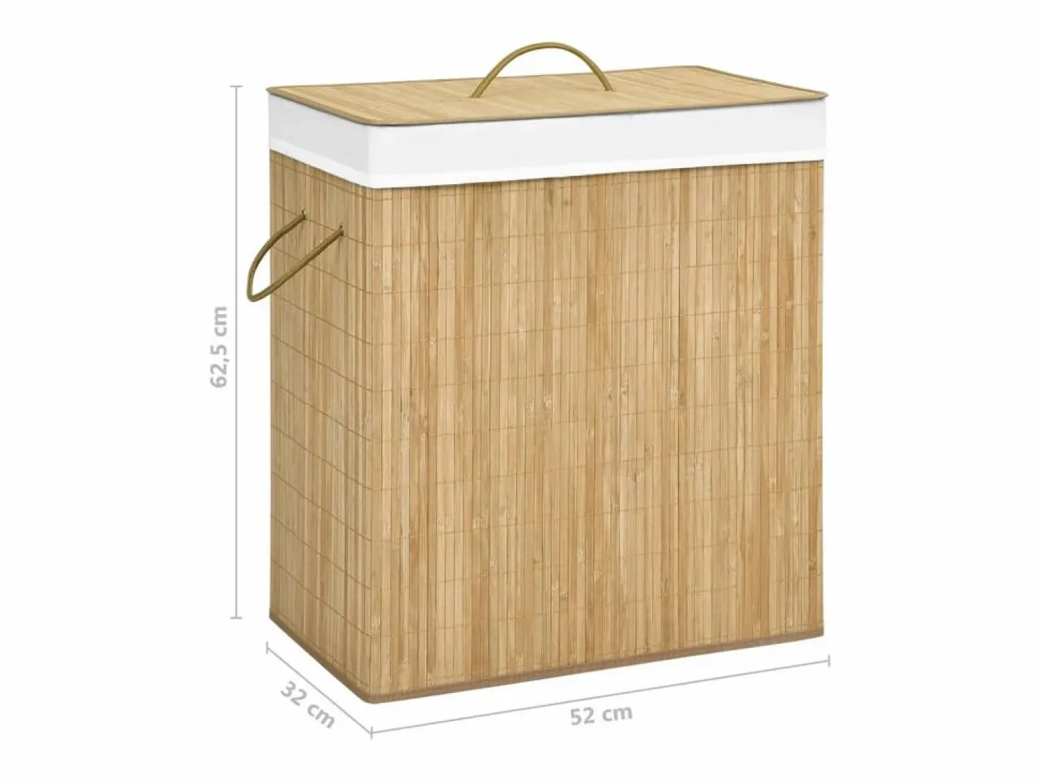Cesta para ropa con 2 secciones de bambú 100 L