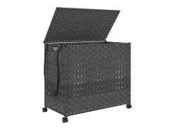 Discount Cesta para ropa con ruedas 66x35x60 cm resina tejida Gris