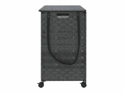 Discount Cesta para ropa con ruedas 66x35x60 cm resina tejida Gris