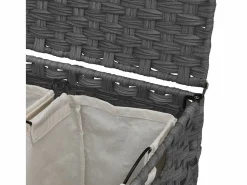 Discount Cesta para ropa con ruedas 66x35x60 cm resina tejida Gris