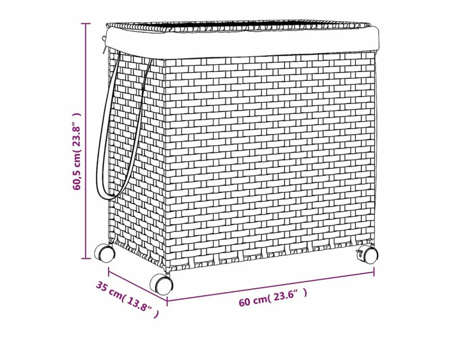 Best Cesta para ropa con ruedas marrón oscuro 60x35x60,5 cm Marru00f3n
