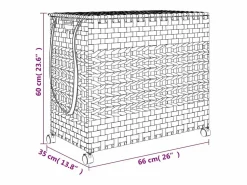Cesta para ropa con ruedas blanca 66x35x60 cm resina tejida