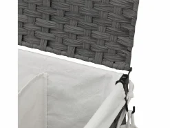 Best Cesta para ropa con ruedas 60x35x60,5 cm resina tejida Gris