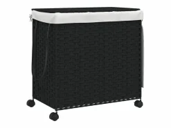 Discount Cesta para ropa con ruedas negra 60x35x60,5 cm resina tejida Negro