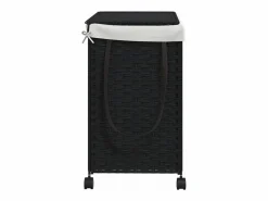 Discount Cesta para ropa con ruedas negra 60x35x60,5 cm resina tejida Negro