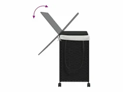 Discount Cesta para ropa con ruedas negra 60x35x60,5 cm resina tejida Negro