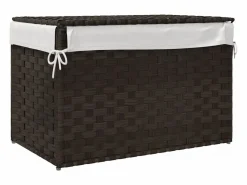 Cesta para ropa con tapa de resina tejida marrón oscuro Marru00f3n