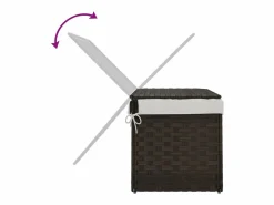 Cesta para ropa con tapa de resina tejida marrón oscuro Marru00f3n