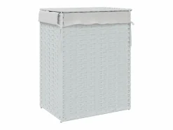Discount Cesta para ropa con tapa blanca 46x33x60 cm resina tejida Cesto De Ropa