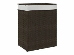 Hot Cesta para ropa con tapa de resina tejida marrón oscuro Marru00f3n