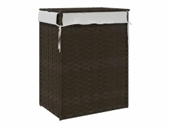 Hot Cesta para ropa con tapa de resina tejida marrón oscuro Marru00f3n