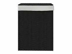 Hot Cesta para ropa con tapa negra 46x33x60 cm resina tejida Negro