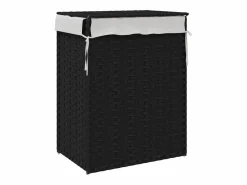 Hot Cesta para ropa con tapa negra 46x33x60 cm resina tejida Negro