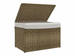 Online Cesta para ropa con tapa 55,5x35x34 cm resina tejida Marru00f3n